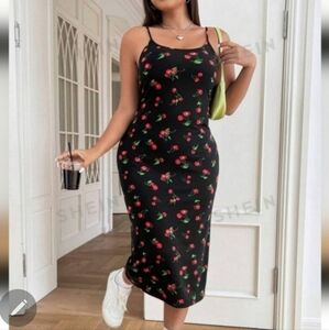 ⚘️⚘️Nwt Shein 22 cherry maxi dress
